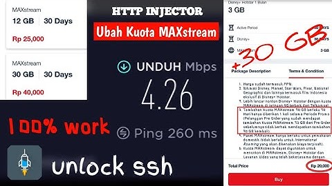 New Update Config kuota MAXstream Unlock Ssh via apk HTTP Injektor