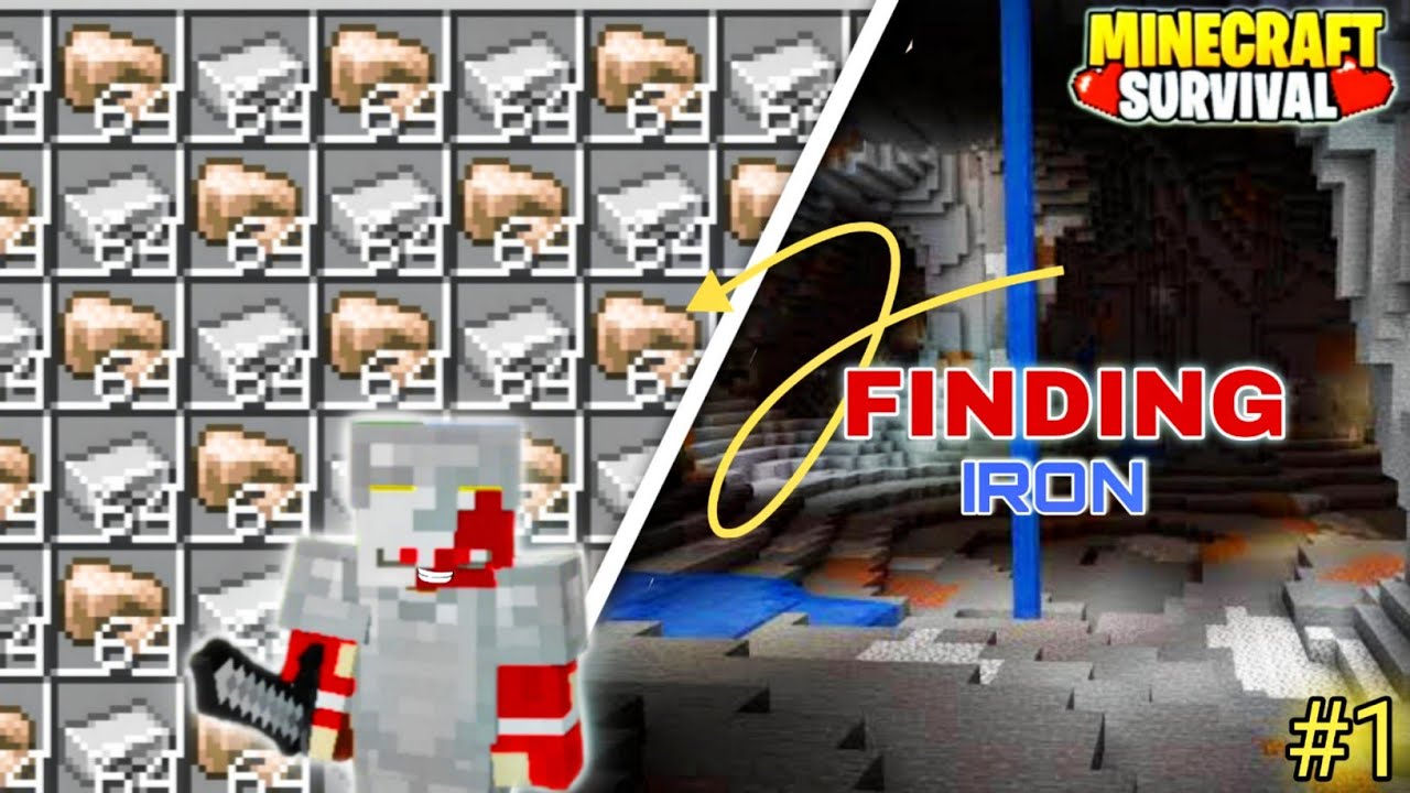 Minecraft Pe survival series EP -1 in hindi | I made iron armour ...