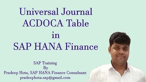 Universal Journal in SAP S/4HANA Finance | SAP ACDOCA Table | SAP Simple Finance Online Training