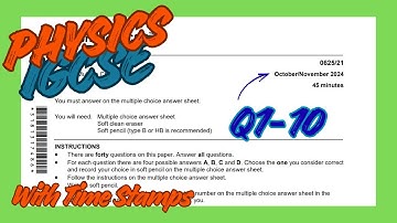 ☁️☾✧IGCSE Physics 0625/21/O/N/24 (Q1-10) Solutions♡☁️