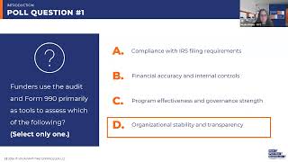 Why Your Audit and Form 990 Matter to Funders