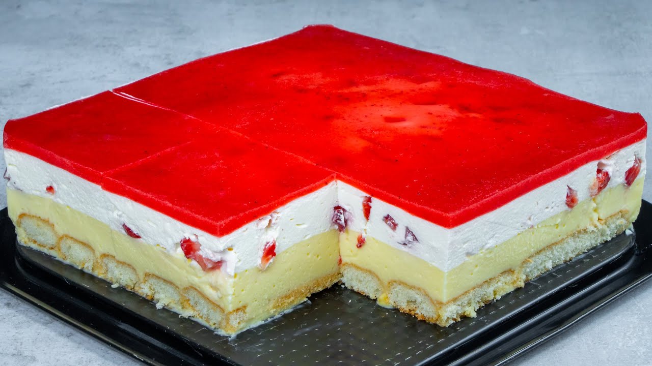 Esta tarta tan sabrosa es para los amantes de las fresas - Sin horno