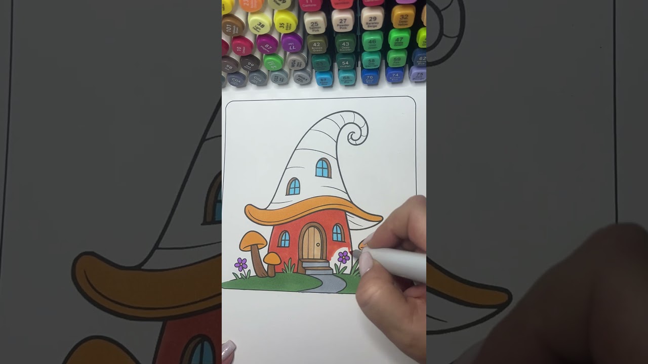 Coloring a Whimsical Hat House | Cozy Marker Coloring