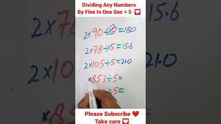 Dividing Any Numbers By Five In One Sec Tricks Math Shorts Mr Respect Short