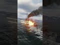 US Destroyer Ship Fires at Full Force