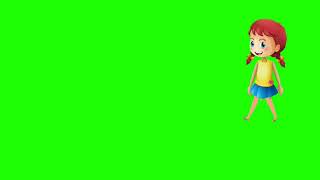 girl walking cartoon green screen video copyright free