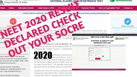 NEET 2020 RESULT CHECK OUT YOUR SCORE