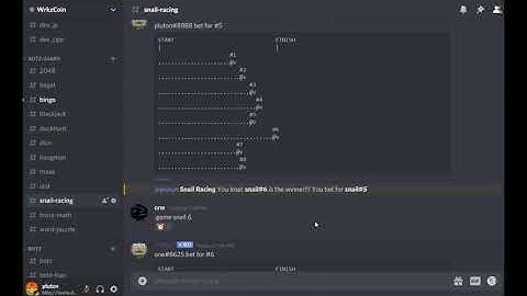 Snail Racing Text Game Discord TipBot [Outdated]