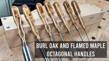 Woodturning Project. Burl Oak and Figured Maple Chisel handles
