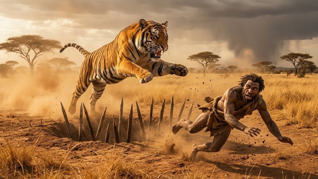 Life 6.1 Million Year ago Hunt: Early Humans vs. the Savage Tiger