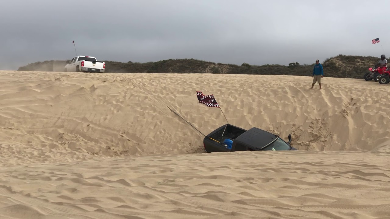Chevy pulls out VERY stuck Dodge at Pismo Beach CA YouTube