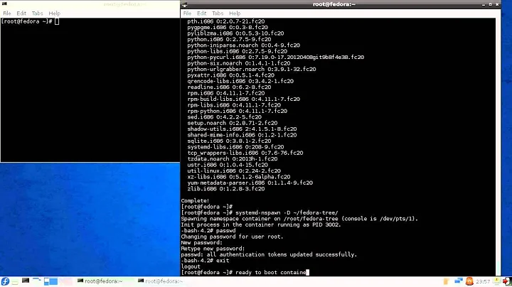 Creating linux container in Fedora 20 with systemd-nspawn
