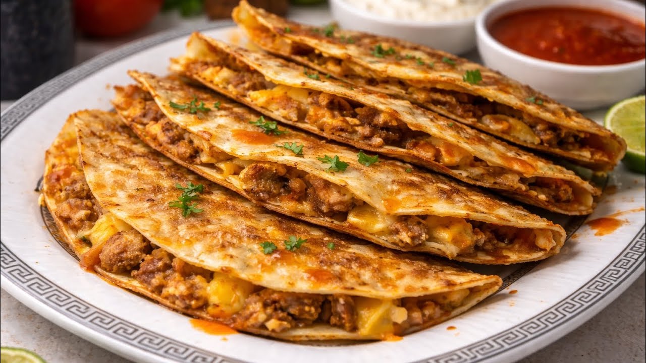 Crispy Mini Lavash Quesadillas with Beef & Cheese | Easy and Delicious Recipe