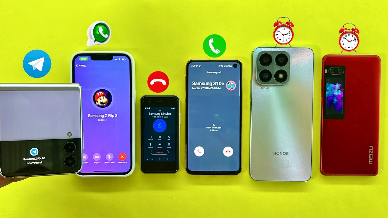 Incoming Outgoing Call Vs Alarm Clock Vs Social Networking | Samsung Z Flip3/S10E,MEIZU pro7,iPhone