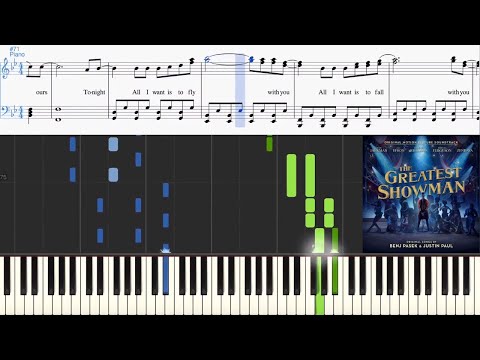 Rewrite The Stars (from The Greatest Showman) (Synthesia Piano Tutorial w/Lyrics)