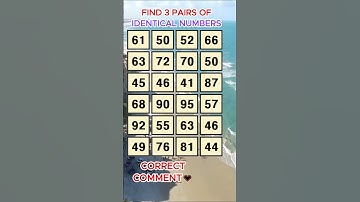 Find 3 pairs of identical numbers /Dementia Prevention Quizzes/Dementia Tests.No.23
