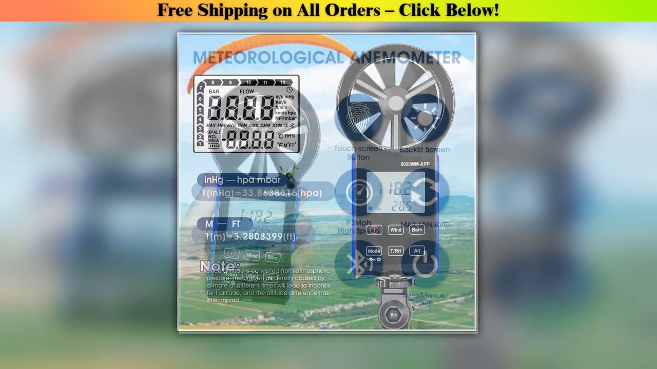 Best Smart Digital Anemometer  Wind Speed Gauge HVAC Avg Air Volume CFM Altitude Barometric