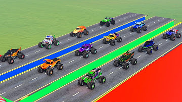 12 Monster Trucks VS Portal Trap - Monster Truck Crashes