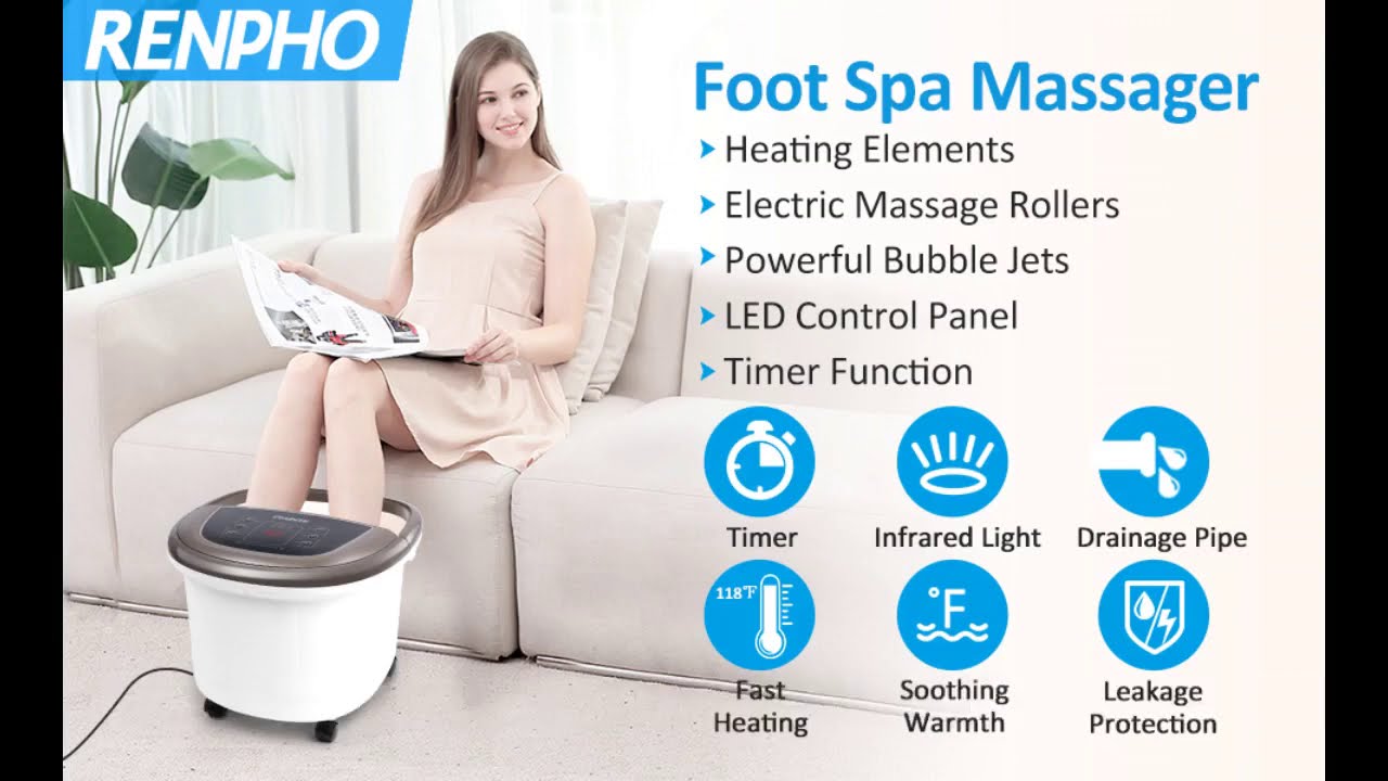 RENPHO Foot Spa Massager with Heat, Rollers and Bubble Jets and 11