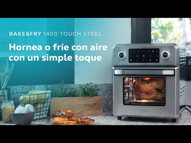 Cecotec Horno Freidora De Aire Caliente Bake&Fry 1400 Touch Steel. 1700 W,  Convección 14 L, Acero