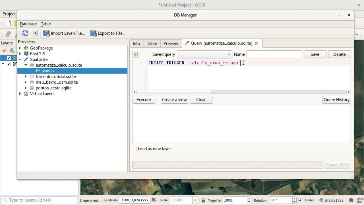 Cálculo de área automático em spatialite e Virtual Layers no QGIS - YouTube