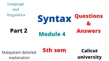 5th sem language and linguistics module 4 syntax Questions and answers Calicut university