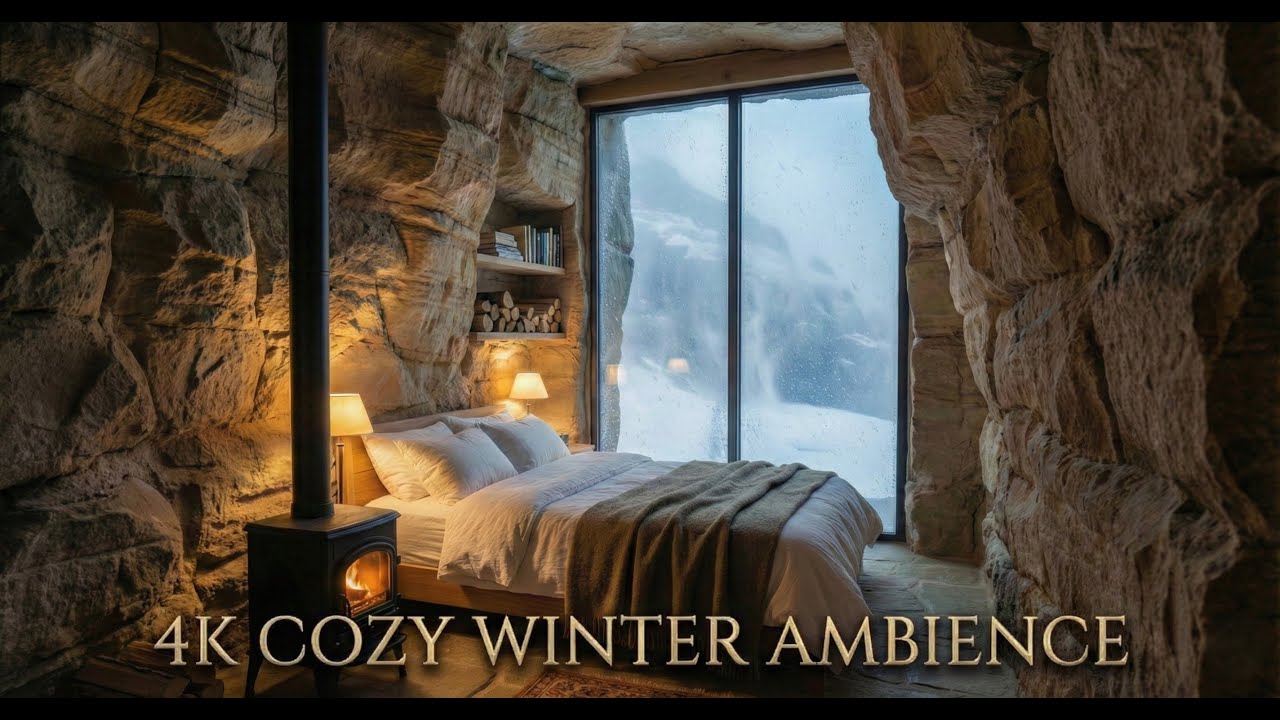 Cozy Winter Haven 🔥 Safe from the Storm ❄️ Emotional Piano & Heavy Blizzard Sounds [Sleep & Focus]