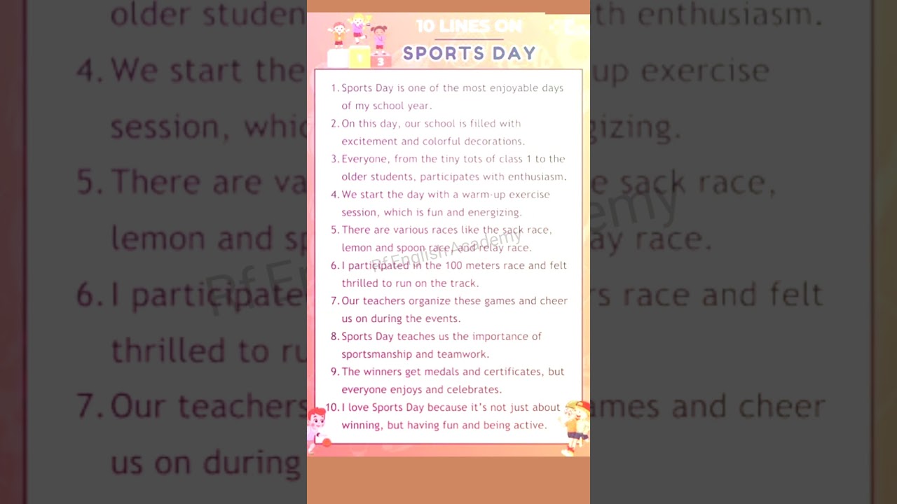 Sports Day Essay in English|| 10 lines essay about sports #shorts