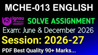 MCHE 13 Solved Assignment 2026-27 English, MCHE 13 Solved Assignment 2026, MCHE-013 Assignment