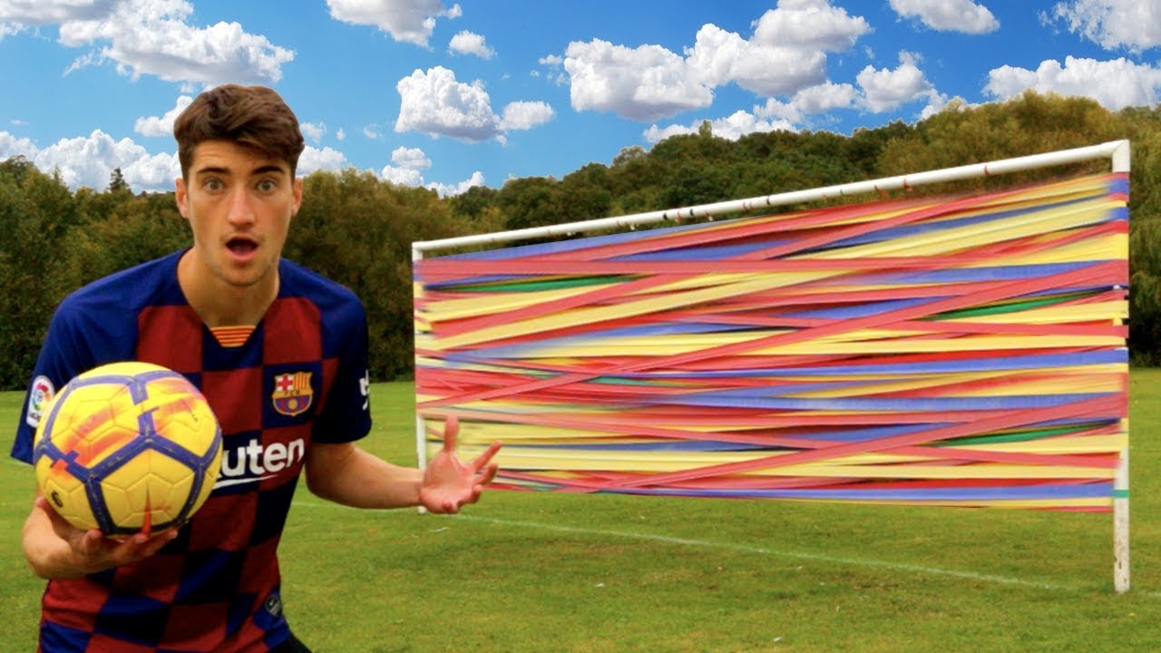 FOOTBALL vs. RUBBER BAND GOAL!! YouTube