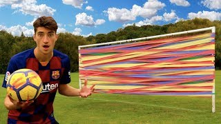 FOOTBALL vs. RUBBER BAND GOAL!!