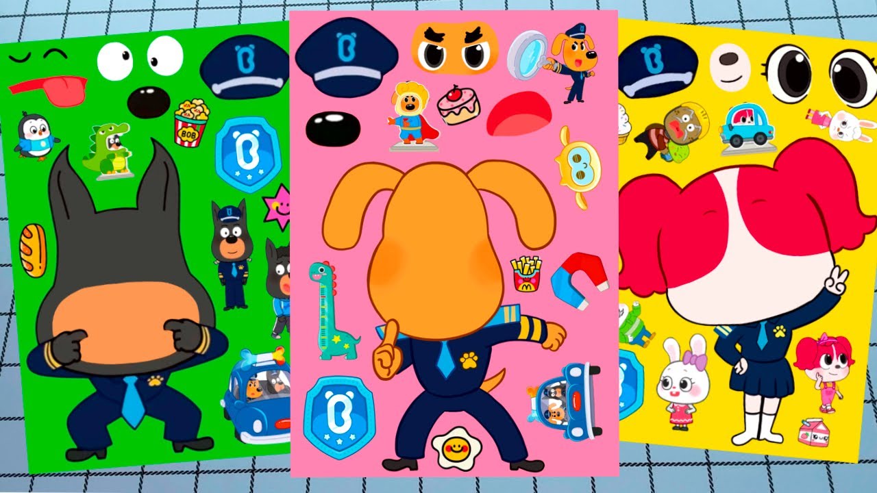 🌈 Sticker ASMR - Sheriff Labrador Decorate Sticker Book #sherifflabrador #diy #asmr #satisfying