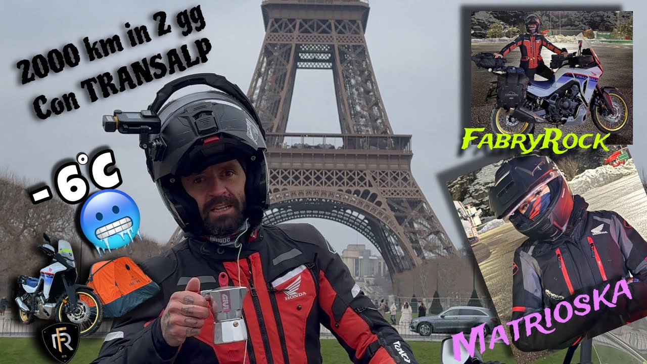 In moto da Savona a Parigi solo per un caffe' a -6 gradi C #hondatransalp