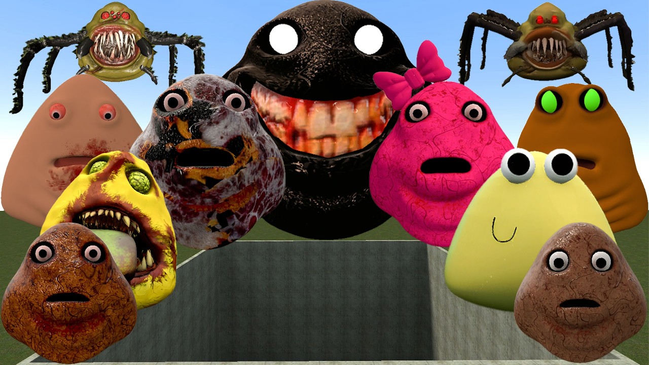 😱SPARTAN KICKING POU BOU FAMILY FROM BOU'S REVENGE Of POU and SPRUNKI POU in LAVA HOLE Garry's Mod!