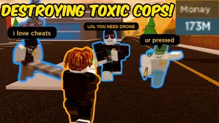 DESTROYING $173m SALTY POLICE TEAM and CHEATER in Roblox Jailbreak!