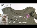 Top verde tricotat decolteu tricotat cu randuri scurte