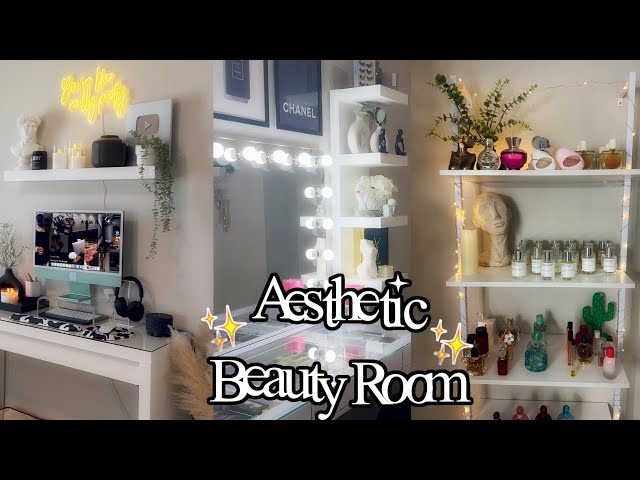 My 2024 Beauty Room Tour | Behind the Scenes of Filming, Decor u0026 more! 🖤 class=