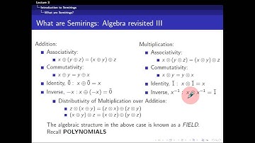 Lecture 3  Introduction to Semirings I
