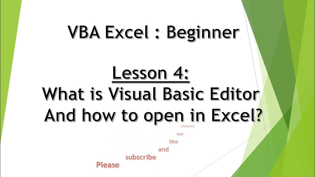 Excel VBA Lesson 4: What is Visual Basic Editor and How to Open in ...