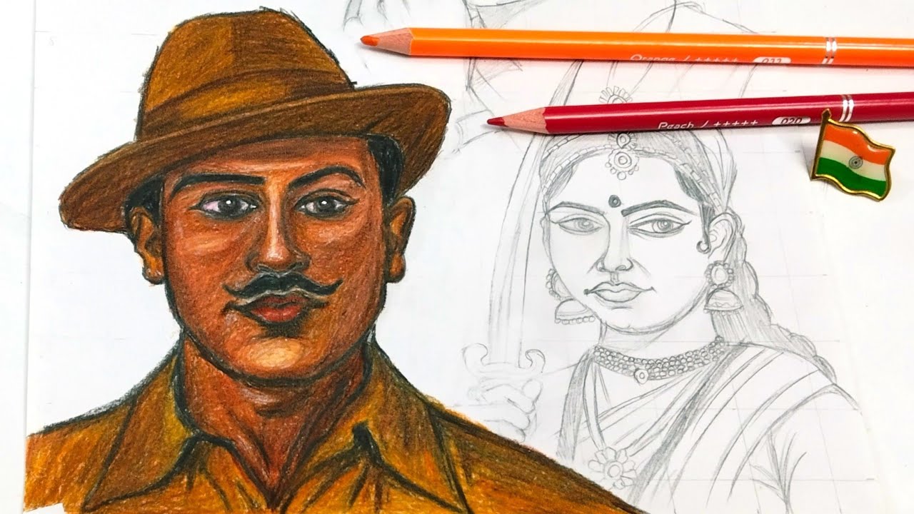 Republic Day Special Drawing 🇮🇳Bhagat Singh ki Drawing kaise banay,Bhgat Singh Colour Pencil Drawing