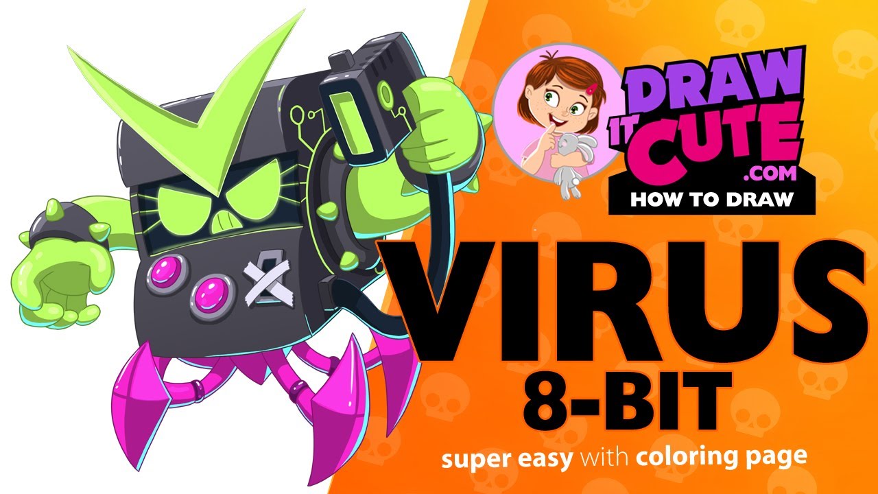 How To Draw Virus 8 Bit Skin Brawl Stars Super Easy Drawing Tutorial With A Coloring Page Youtube - brawl stars coloring pages virus 8 bit