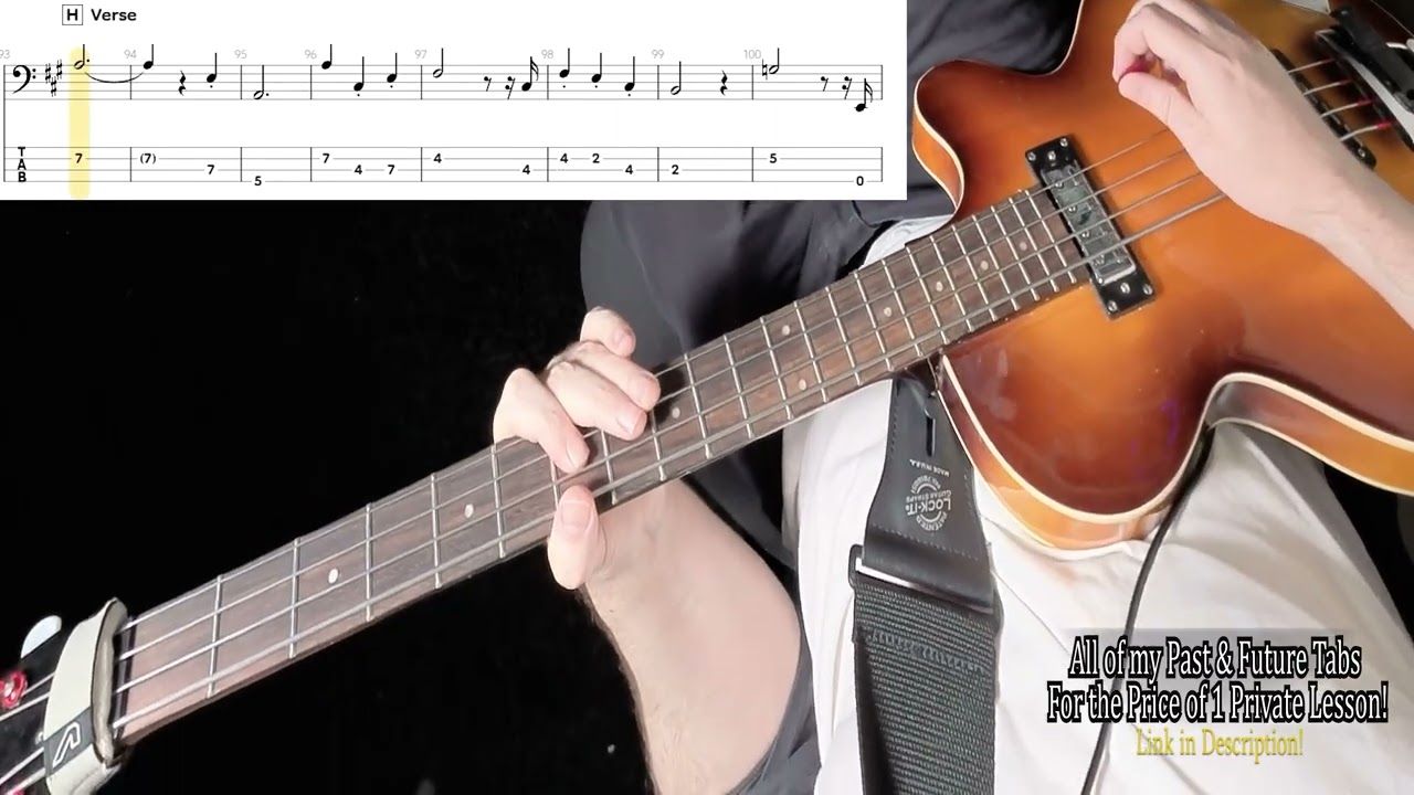 The Beatles-Dig A Pony-Bass Cover with Animated Tabs