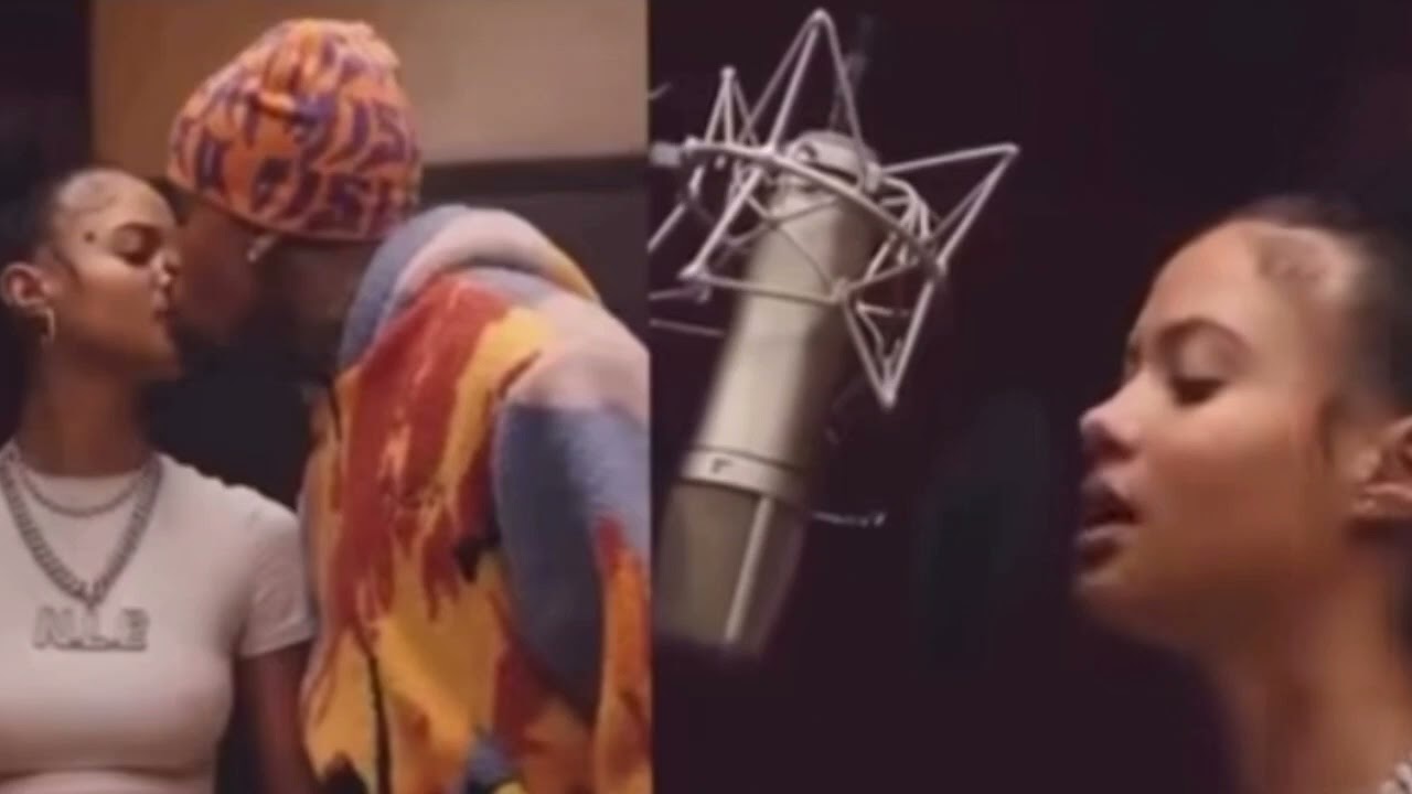 NLE CHOPPA KISSES HIS NEW ARTIST ERICA RAVEN RIGHT BEFORE HER SESSION AFTER JUST SIGNING HER