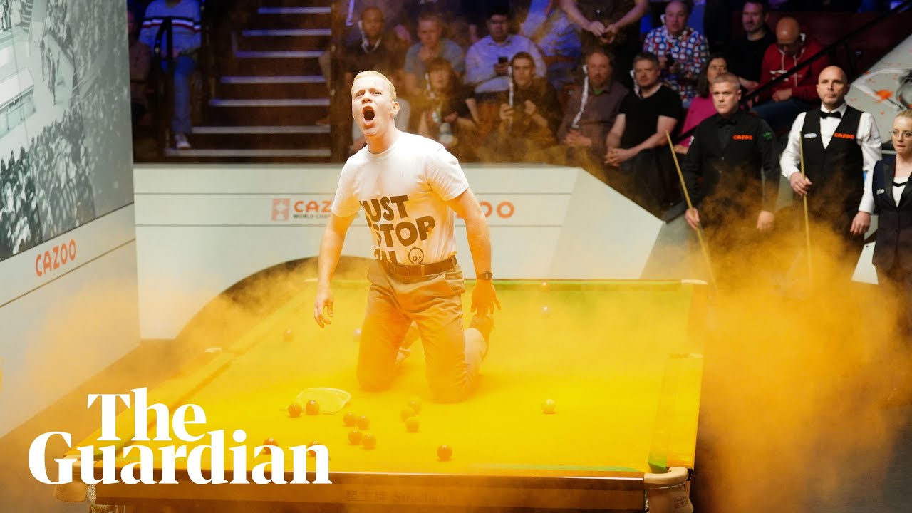 World snooker championship disrupted by Just Stop Oil protesters in Sheffield World Snooker Championship The Guardian pic