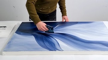 Abstract Painting with ONE COLOR!! / Free Flow Acrylic Painting - 