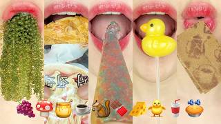 asmr EMOJI FOOD 🍇🍄🍯☕️🐿️🍫🧀🐥🥤🥧 이모지 먹방 eating sounds