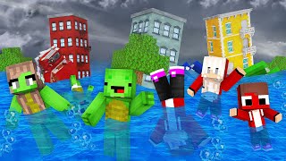 How Mikey Family and JJ Family Survive The FLOOD in Minecraft (Maizen)