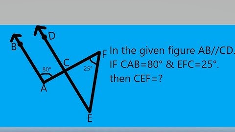 In the given figure, AB//CD. IF CAB=80° & EFC=25°. Then find CEF=?  // EASY Tutorial.