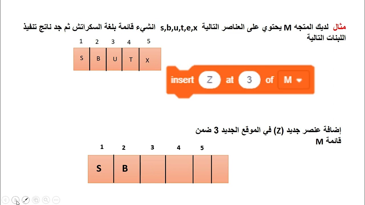 اهم ايعازات العمليات على القائمة في لغة السكراتش (حاسوب الخامس الاعدادي)