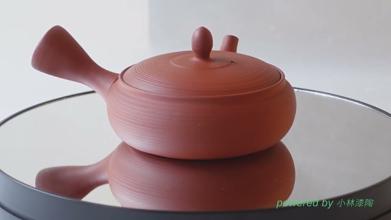 常滑焼の伝統工芸士が作った究極の極平型急須 千段 朱泥 200cc